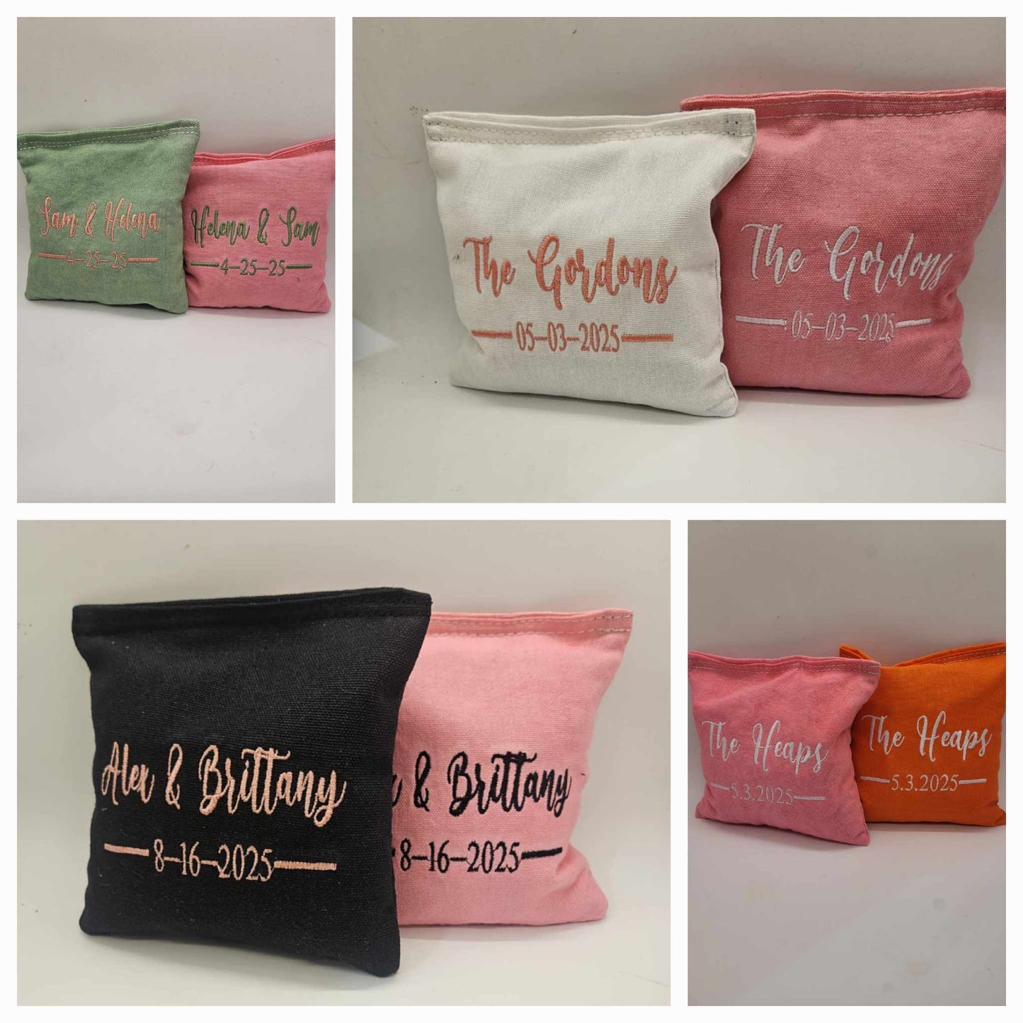 Embroidered Wedding Cornhole Bags Regulation Full Size Bride Groom Gifts