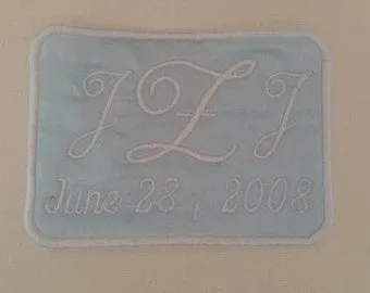 Monogrammed Something Blue Wedding Dress Name Patch Custom Embroidered