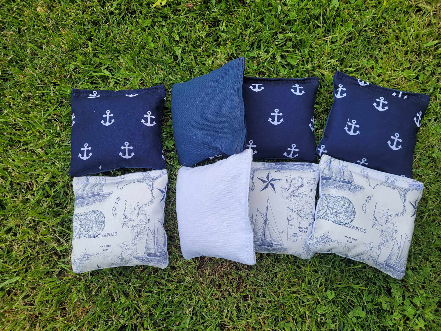 Anchor Themed Cornhole Bags Full Size Regulation Bean Bag Toss