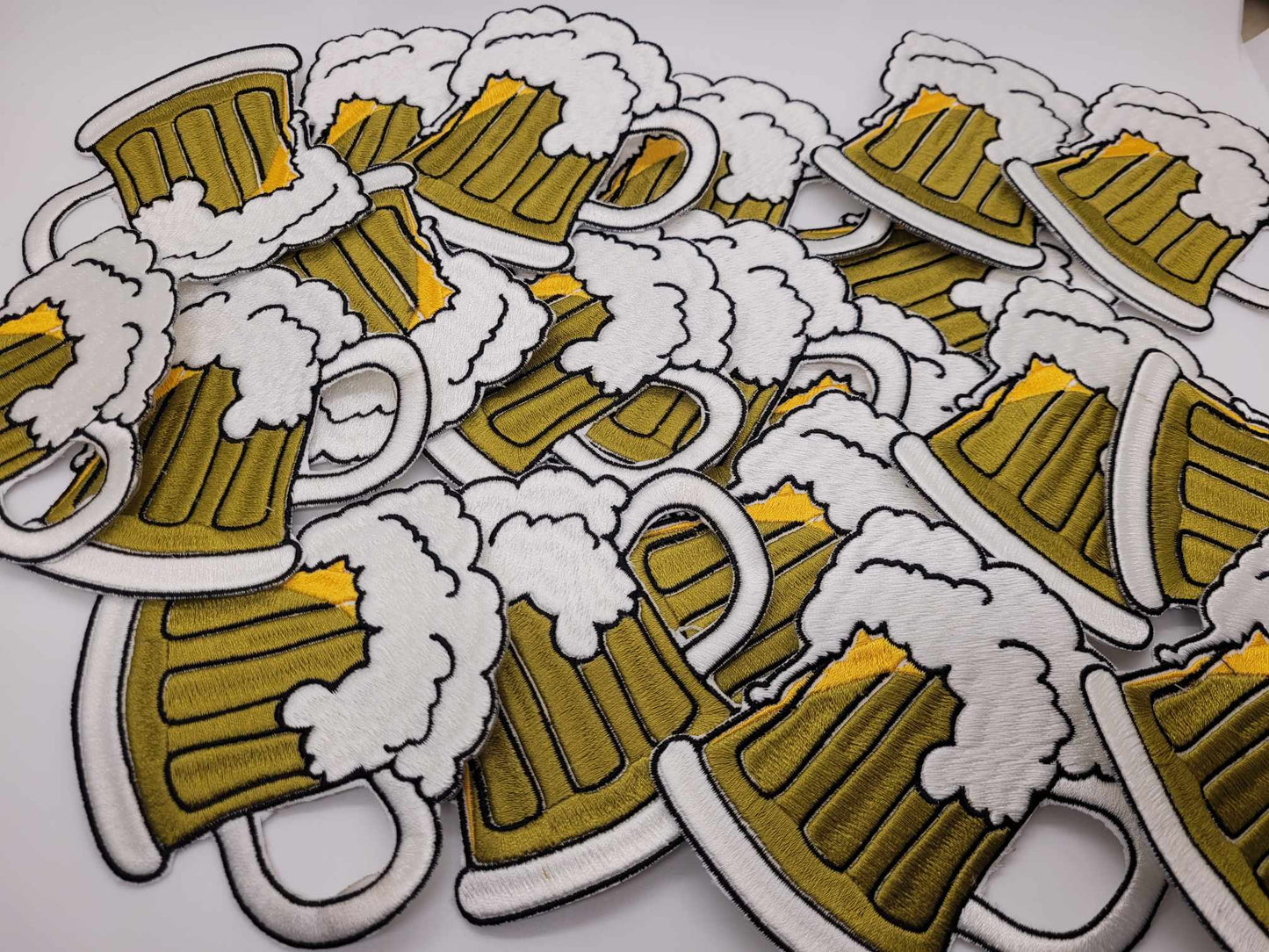 Beer iron on sew on patch Mug of Beer Mug O Beer Iron on Name label Biker Tag