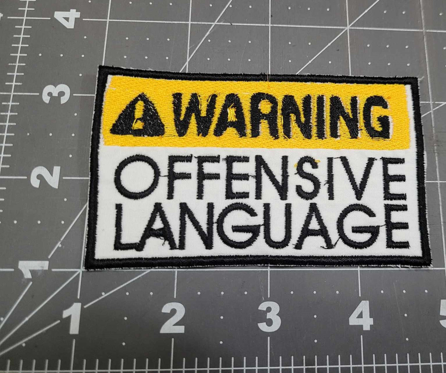 Warning Offensive Language Iron on Patch Funny saying patch