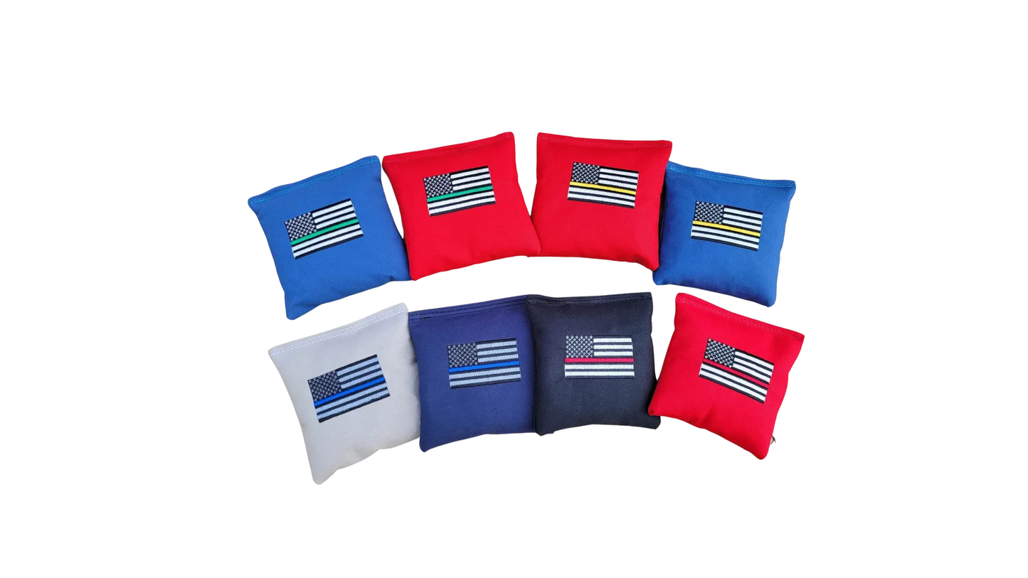 Flag Cornhole Bags Full Size Regulation Fire, Police, Tow Truck