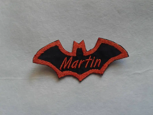 Bat Shaped Halloween Iron On Name Patch Custom Embroidered