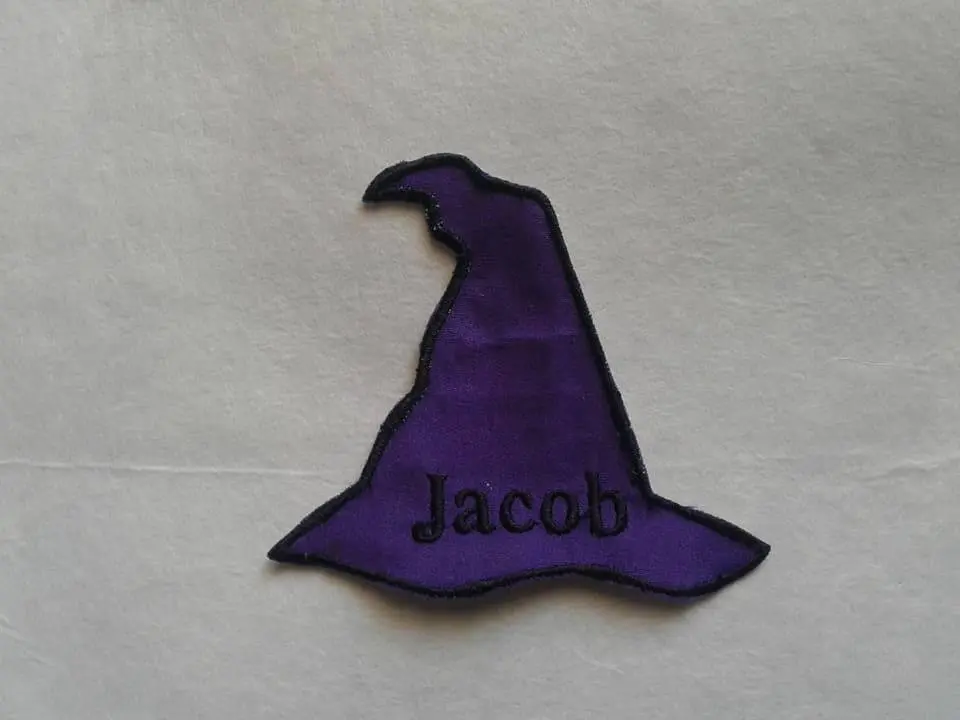 Witches Hat Halloween Iron On Name Patch Custom Embroidered
