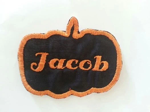 Custom Embroidered Halloween Pumpkin Name Patch Name Tag Iron On Sew On