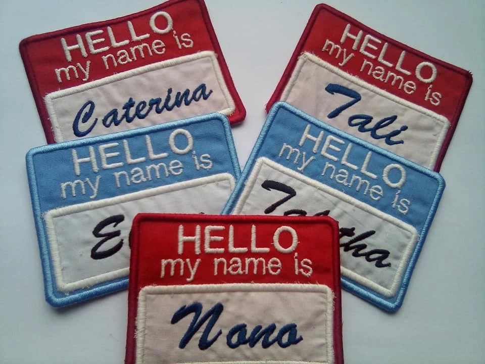 Custom Embroidered " Hello My Name Is " Name Tag Fabric Label Iron On