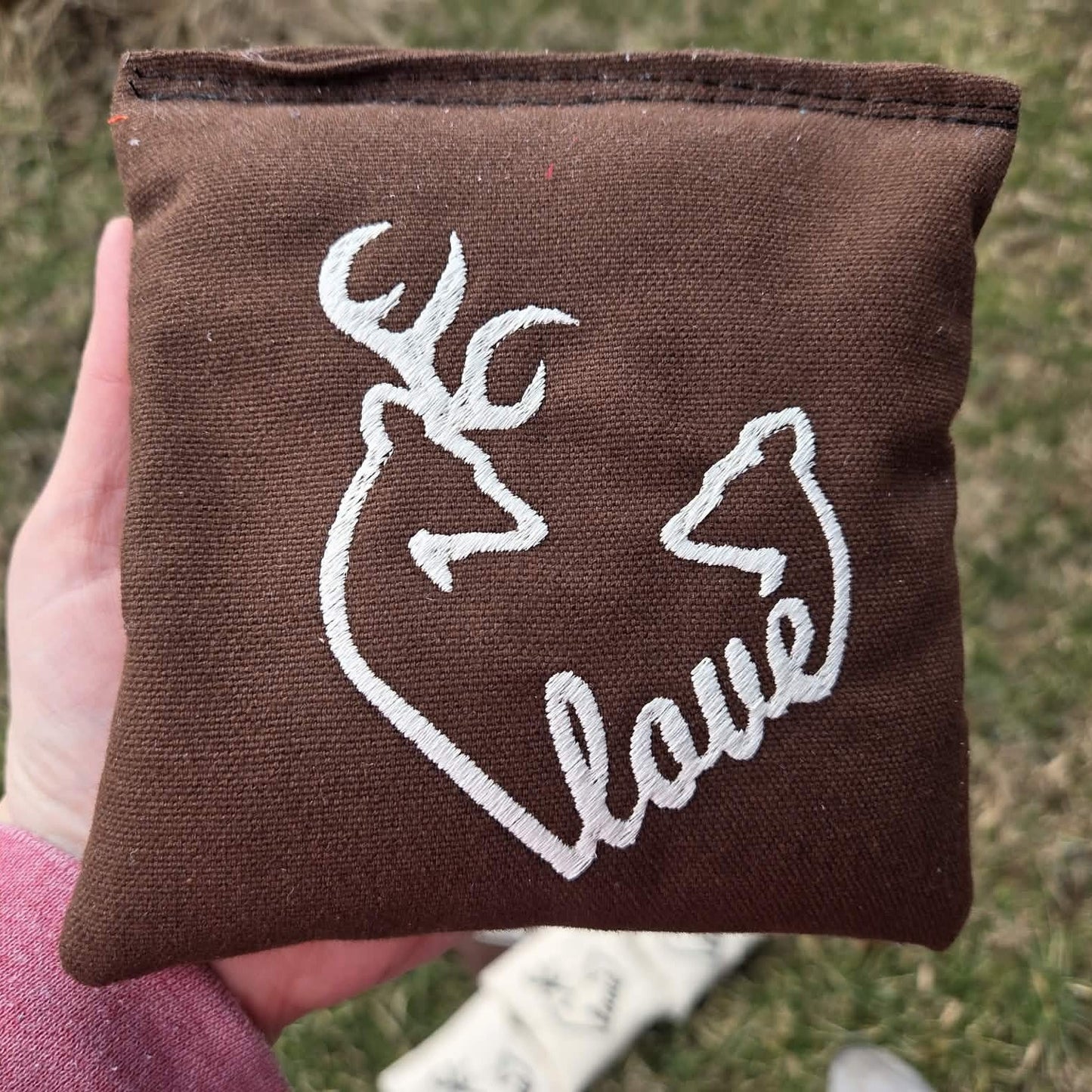 Buck and Doe Deer Cornhole Bags Full Size duck canvas bean bag toss
