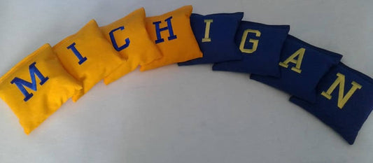 Michigan Cornhole Bags Toss Bags Custom Embroidered Tail Gate Bags