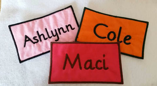 2x3 Name Patches - Iron On - Rectangle shaped with Straight Edges - Biker Tags Sew On Tag