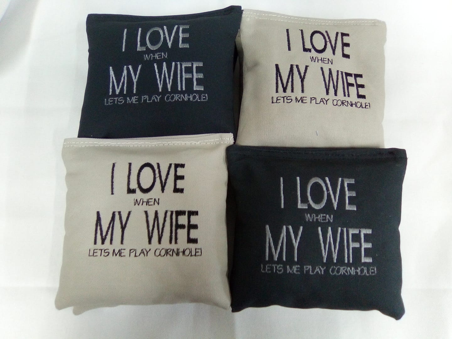 I love my wife cornhole bags Regulation bean bag toss Funny Gag Cornhole Gift