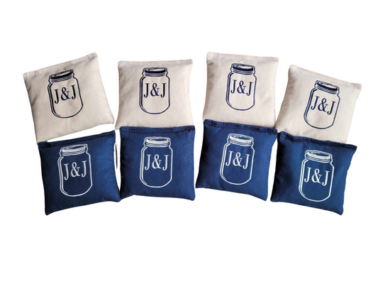 Mason Jar Wedding Cornhole Set Custom Regulation Embroidered Corn hole bags