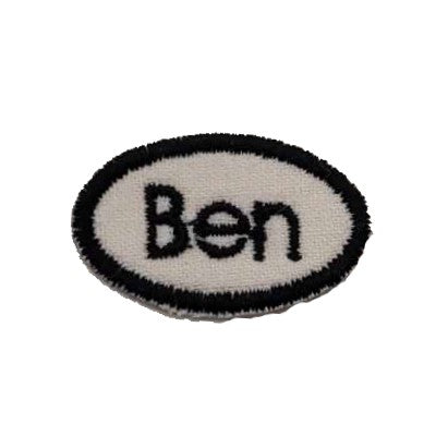 Miniature Iron on Name Patch Oval Tiny Patch