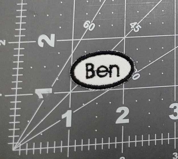 Miniature Iron on Name Patch Oval Tiny Patch