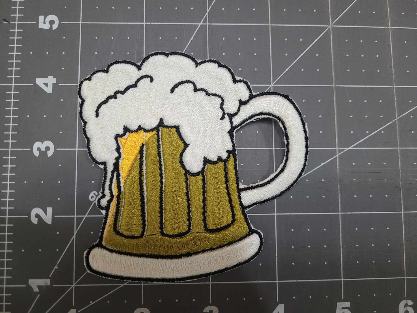 Beer iron on sew on patch Mug of Beer Mug O Beer Iron on Name label Biker Tag
