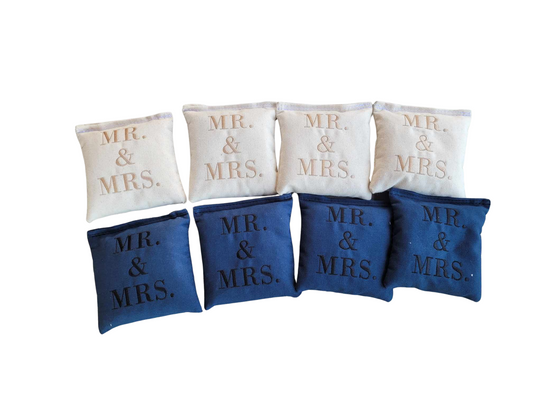 Mr. and Mrs. Neutral Colors Full Size Cornhole Bags Regulation made