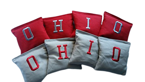 Ohio Red and Grey Cornhole Bags O H I O Regulation 6x6 Full Size Bean Bag Toss