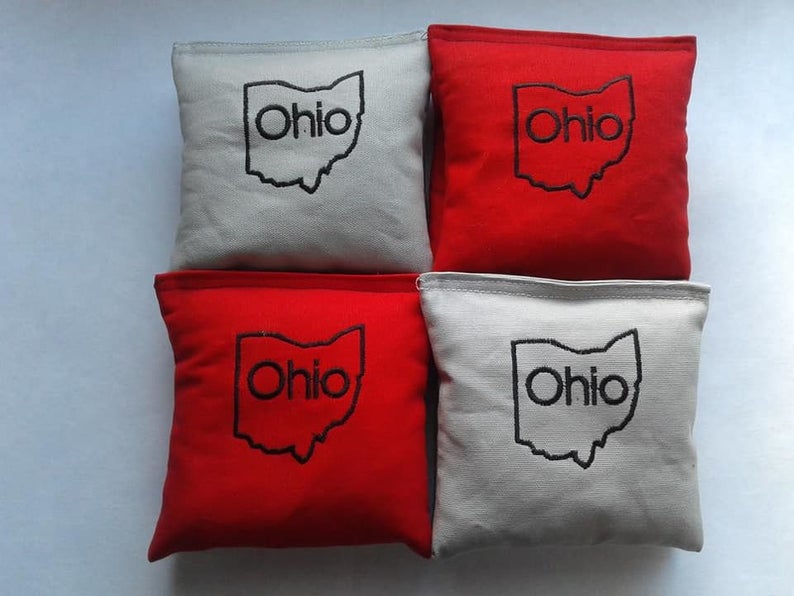 State of Ohio Regulation Made Bags Cornhole Bags Red and Grey Corn hole bags