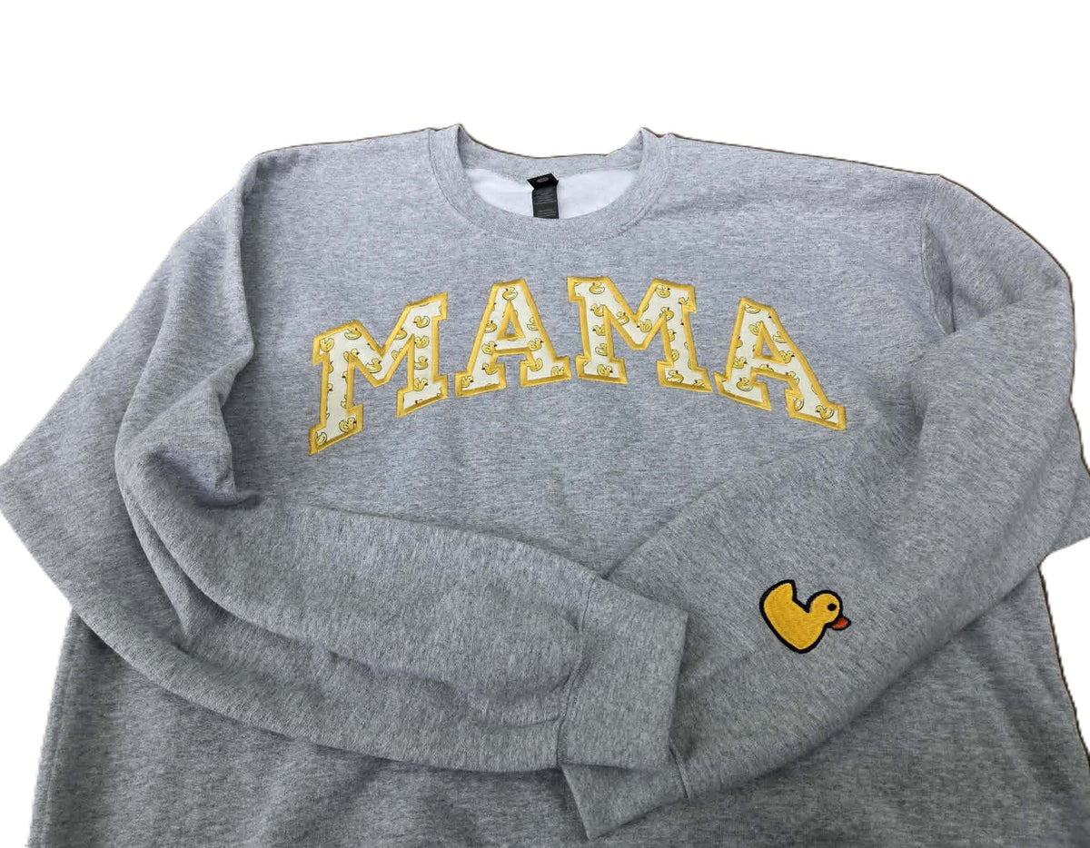 Rubber Duck Mama Sweatshirt Embroidered Crew neck