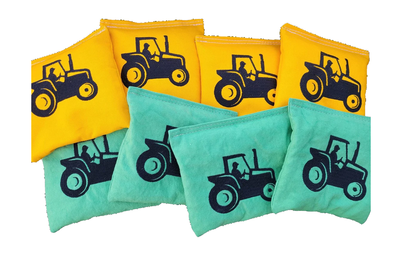 Yellow and Green Tractor Cornhole Bags Full Size Regulation Corn hole